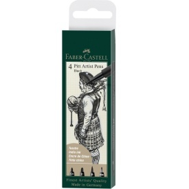 Set 4 linere negre Pitt Artist Pen, Faber-Castell 167153