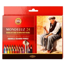 Set Aquarell MONDELUZ cu pensula si ascutitoare, 24 culori, K3711-24