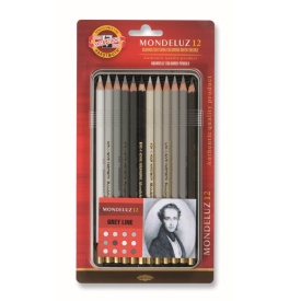 Set Aquarell MONDELUZ gri in cutie metalica, 12 culori, K3722-12G