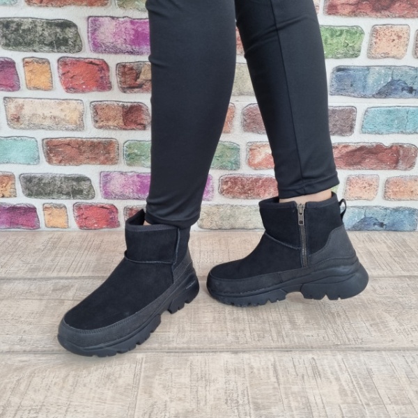 Ghete dama piele naturala Skechers 167279 BBK - Img 9