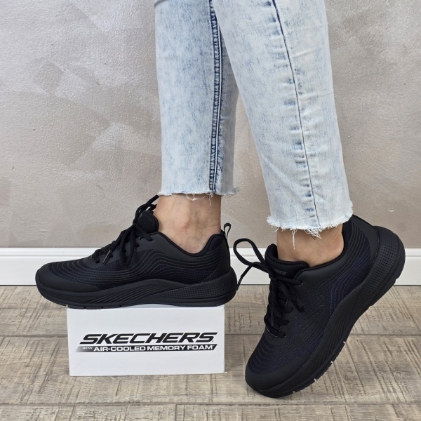Pantofi dama sport Skechers®- negri, GLIDE-STEP, din material textil 303576L BBK - Img 7