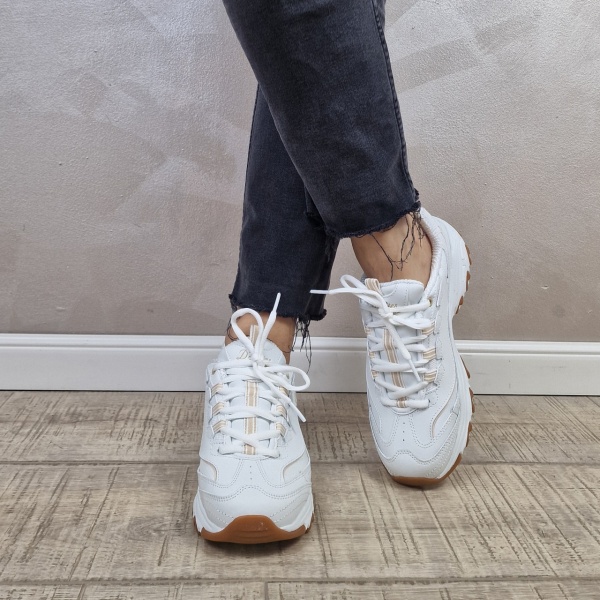 Pantofi dama sport tip sneakers Skechers D'Lites - Good Neutral 149807 WHT - Img 3