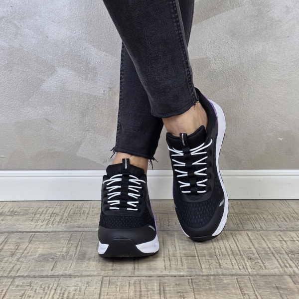 Pantofi dama sport Skechers®- negri, GLIDE-STEP, din material textil 303654L BKPR - Img 2
