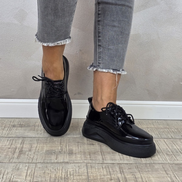 MANOS.RO Pantofi dama casual sport piele naturala negri Filippo PP392 - Img 2
