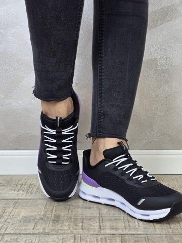 Pantofi dama sport Skechers®- negri, GLIDE-STEP, din material textil 303654L BKPR - Img 3