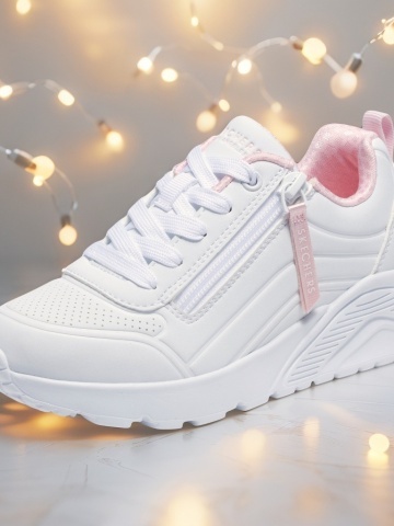 Pantofi dama sport Skechers® Uno Lite - Easy Zip 310387L WHT