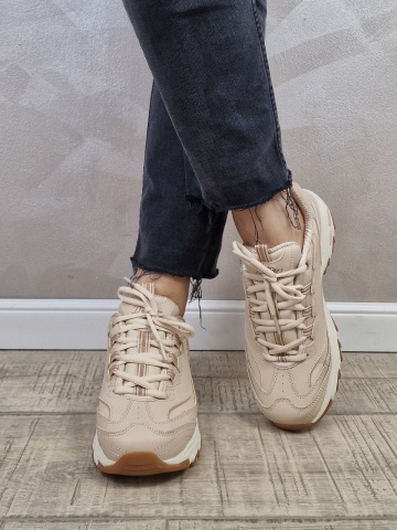 Pantofi dama sport tip sneakers Skechers D'Lites - Good Neutral 149807 NAT - Img 3
