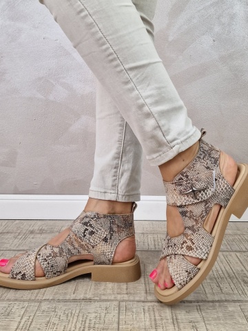 MANOS.RO Papuci/Sandale dama piele naturala GOLD DEER SV1495