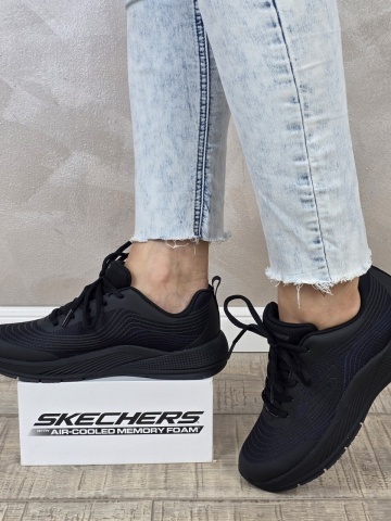 Pantofi dama sport Skechers®- negri, GLIDE-STEP, din material textil 303576L BBK - Img 7