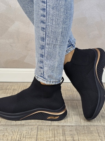 Pantofi dama sport Arch Fit S-Miles - Sock Walk 155580 BBK - Img 3
