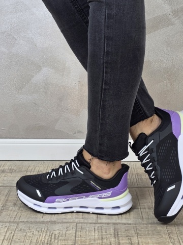 Pantofi dama sport Skechers®- negri, GLIDE-STEP, din material textil 303654L BKPR - Img 4