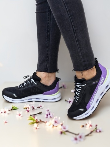 Pantofi dama sport Skechers®- negri, GLIDE-STEP, din material textil 303654L BKPR