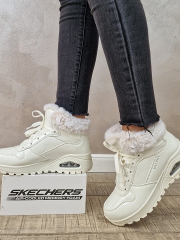 Ghete dama Skechers Sneakers high- Uno - Stand High 168126 WHT