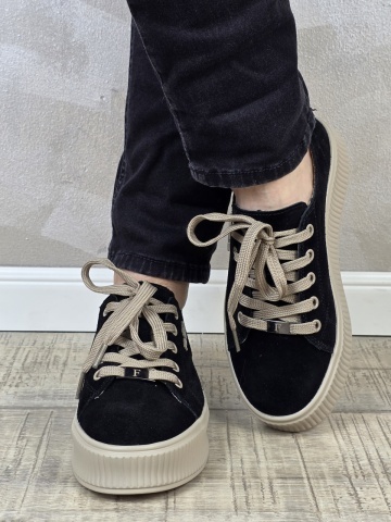 MANOS.RO Pantofi dama casual sport piele naturala negri Filippo PC2332 - Img 2