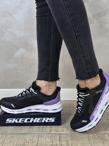 Pantofi dama sport Skechers®- negri, GLIDE-STEP, din material textil 303654L BKPR - Img 5
