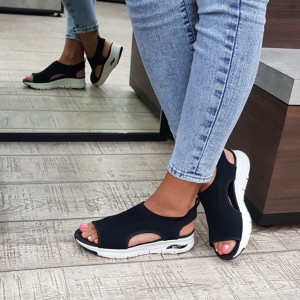 Sandale casual dama ArchFit/StretchFIT Skechers 119236 BLK - Img 4