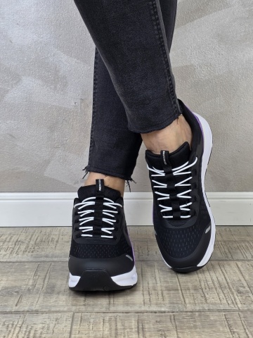 Pantofi dama sport Skechers®- negri, GLIDE-STEP, din material textil 303654L BKPR - Img 2