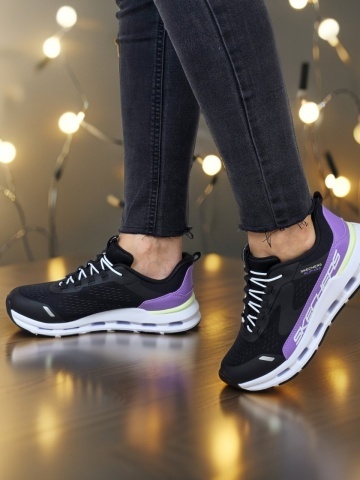 Pantofi dama sport Skechers®- negri, GLIDE-STEP, din material textil 303654L BKPR - Img 6