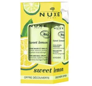 Nuxe Sweet Lemon Hand Cream & Lip Balm - Set crema de maini 30ml + Balsam de buze 4g