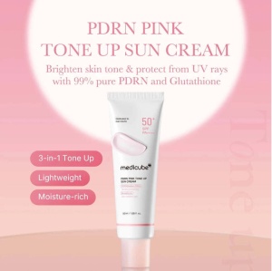 MEDICUBE PDRN Pink Tone Up Sun Cream - Crema multifunctionala cu protectie solara SPF50+ - 50ml - Img 3