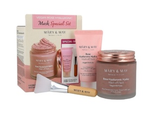 PRET REDUS 50% - Mary & May Vegan Rose Hyaluronic Mask Special Set - Set masti de curatare cu extract de trandafir si acid hialuronic + spatula - Valabilitate 05,09,2026