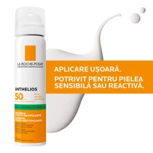 La Roche Posay Anthelios Invisible Face Mist Anti Shine SPF50 - Spray invizibil matifiant cu protectie solara SPF 50 pentru ten gras si sensibil 75ML - Img 3