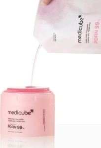 Medicube Pdrn Pink Collagen Toning Gel Toner Pad - Dischete pentru curatarea tenului cu toner 70buc/120ml - Img 4