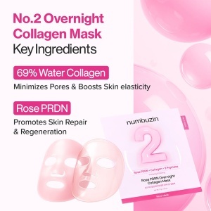 Numbuzin No.2 Rose PDRN Overnight Collagen Mask - Masca de noapte regeneranta cu PDRN si colagen1/37g - Img 2