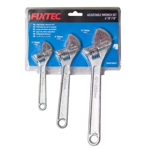 Комплект регулируеми ключове FIXTEC 3 части, въглеродна стомана