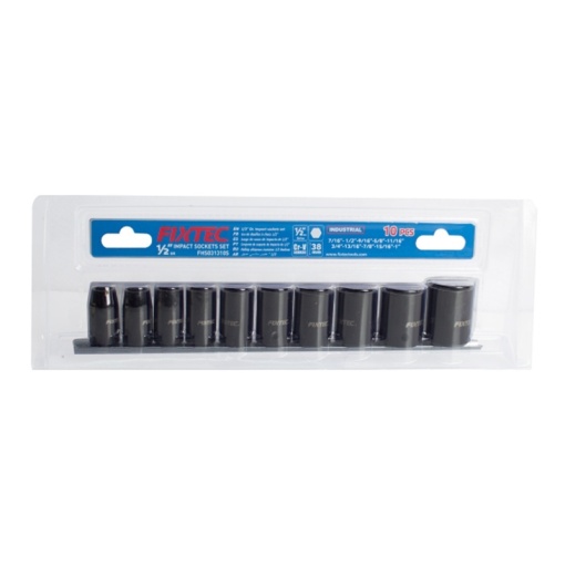 Комплект ударни вложки FIXTEC 10 части, 1/2", SAE, CR-V