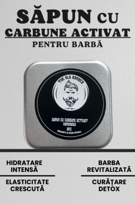 Săpun pentru barbă cu cărbune activat 99% natural, handmade - Img 2