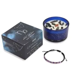 Set Lumânare cu Cristale și Brățară Zodia Capricorn