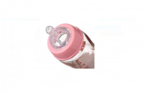 Biberon de Sticla cu Tetina din Silicon, 260 ml, Pink Bunny - Img 3