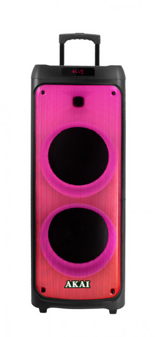 Boxa portabila activa Akai Party Speaker 1010, 100 W, Bluetooth, USB, microfon, telecomanda, Negru - Img 1