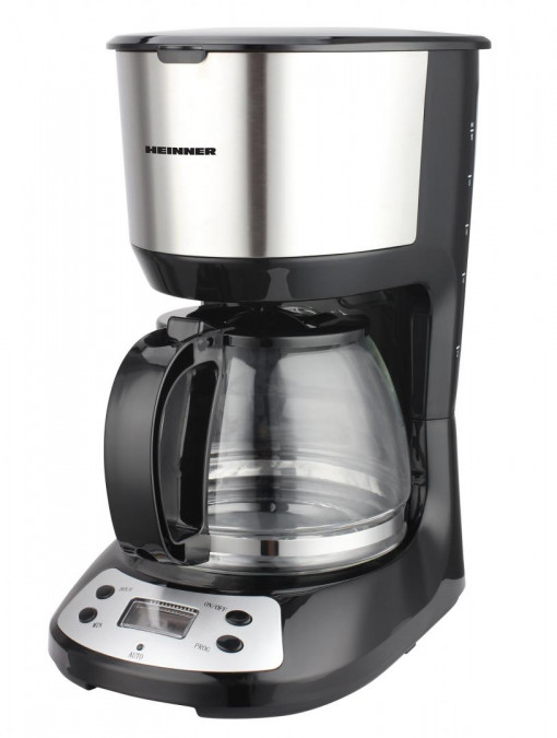 Cafetiera digitala Heinner Silvert Chatt HCM-D750GCSS, LCD, 1.25L, filtru si portfiltru detasabil, filtru din nailon, functie anti-scurgere, oprire automata, functie de mentinere la cald, 750W, negru/inox - Img 2