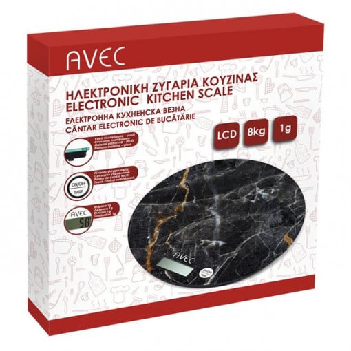 Cantar electronic de bucatarie, suprafata din sticla, capacitate 8 kg, ecran LCD, Negru - Img 2