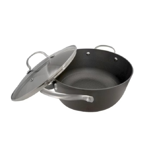 Cratita fonta usoara tip fagure cu capac, manere inox, dimensiune 30x8 cm, baza inductie, 4.5 l, OTI