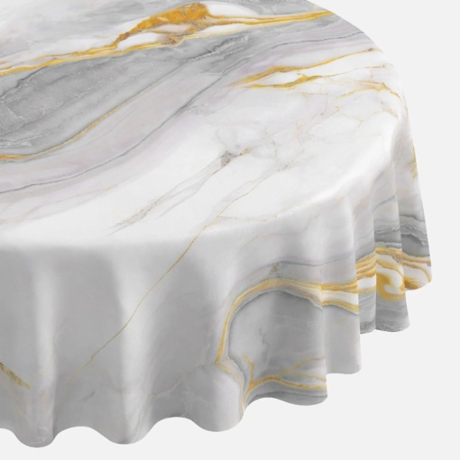 Fata de masa plastifiata rotunda, dimensiune 180 cm, model Marble - Img 2