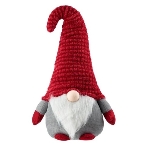 Figurina decorativa de Craciun, dimensiune 37x27x80 cm, Gnome cu costum gri