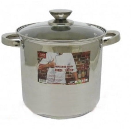 Oala inalta din inox cu capac din sticla, capacitate 11.1 l, dimensiune 26x21 cm, baza inductie, DAR 19029