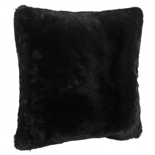 Perna decorativa din imitatie de blana, doua fete, dimensiune 40x40x11 cm, Neagra - Img 1