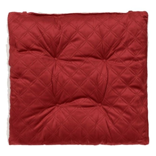 Perna decorativa velvet pentru scaun capitonata, dimensiune 38 x 38 cm, doua fete, Bordo/Alb