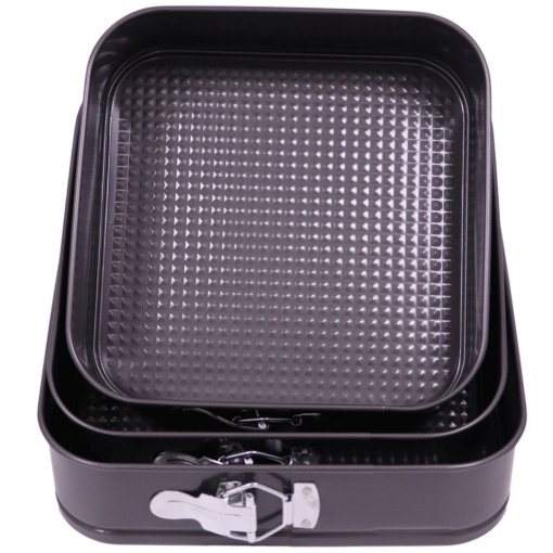 Set 3 tavi patrate pentru prajituri, baza detasabila, acoperire antiaderenta, 22/24/26 cm