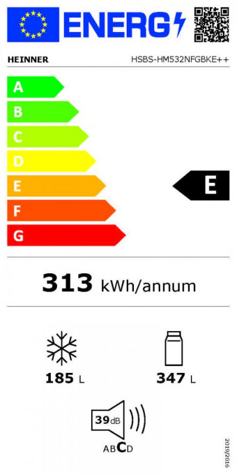 Side by side Heinner HSBS-HM532NFGBKE++, Full No Frost, compresor Inverter, clasa energetica E, display touch, control electronic, capacitate totala 532L - Img 6