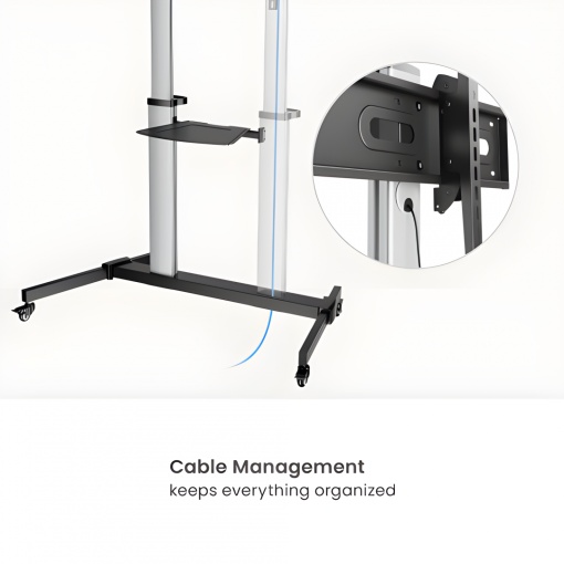 Stand TV mobil Serioux 44-610TW, dimensiuni 1292x717x2327mm, compatibiliate dimensiune ecran 60&quot;-100&quot; - Img 7