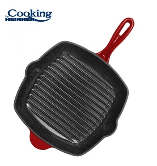 Tigaie grill Cooking by Heinner Red Line, fonta emailata, 26.5 x 4.5 cm, HR-KN-G26