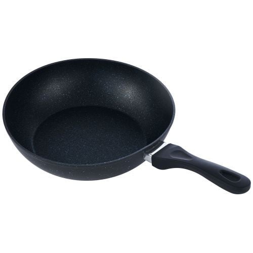 Tigaie wok din aluminiu, Heinner HR-BET-ROCA30W, 30 x 8 cm, Black Sand