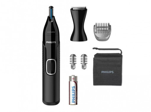 Trimmer pentru nas/urechi Philips NT5650/16, baterie, lavabil, utilizare umed si uscat