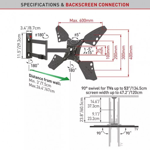 TV MOUNT PLAT/CURBAT BARKAN 32&quot;-70&quot; BLK - Img 2