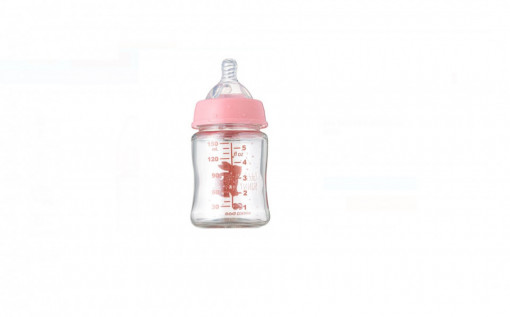 Biberon de Sticla cu Tetina din Silicon, 150 ml, Kikka Boo Pink Bunny - Img 2